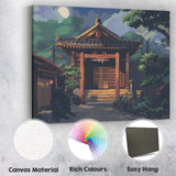 Traditional Japanese Shrine Moonlit Night Landscape Canvas Wall Art Print Decor Picture Ready to Hang