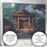 Traditional Japanese Shrine Moonlit Night Landscape Canvas Wall Art Print Decor Picture Ready to Hang