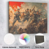 Dramatic Historical Battle Scene Soldiers With Rifles Oil Painting Canvas Wall Art Print Decor Picture Ready to Hang