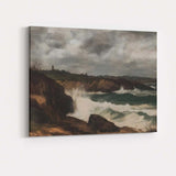 Dramatic Rocky Coastline Ocean Waves Seascape Painting Canvas Wall Art Print Decor Picture Ready to Hang