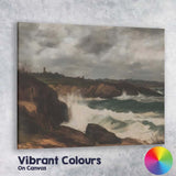 Dramatic Rocky Coastline Ocean Waves Seascape Painting Canvas Wall Art Print Decor Picture Ready to Hang