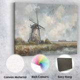 Contemporary Windmill Countryside Abstract Landscape Painting Canvas Wall Art Print Decor Picture Ready to Hang