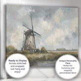 Contemporary Windmill Countryside Abstract Landscape Painting Canvas Wall Art Print Decor Picture Ready to Hang