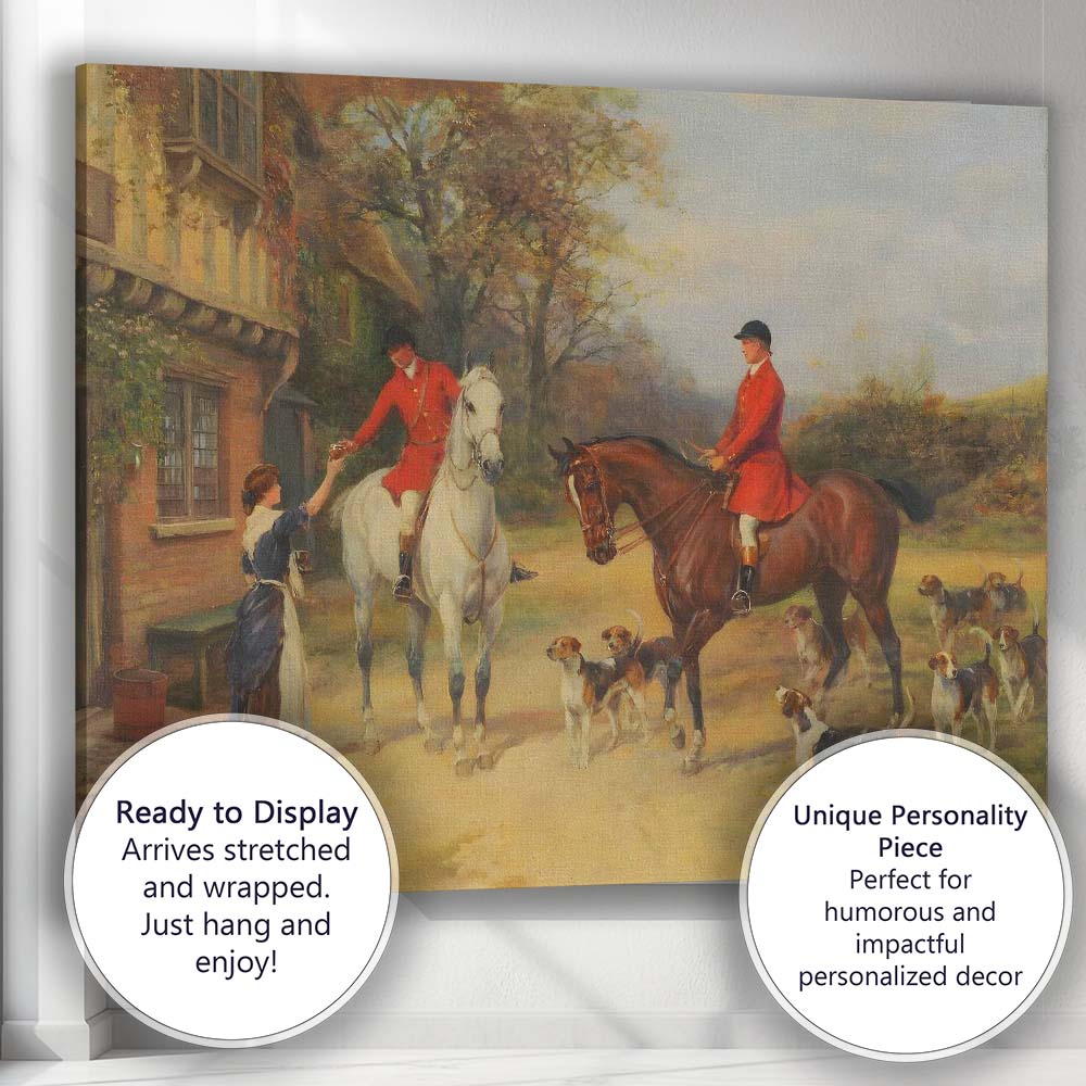 Traditional Fox Hunt Riders Horses And Hounds Country Estate Canvas Wall Art Print Decor Picture Ready to Hang