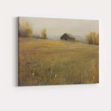 Misty Countryside Barn Meadow Minimalist Rural Landscape Canvas Wall Art Print Decor Picture Ready to Hang