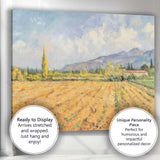 Golden Autumn Field Mountain Landscape Impressionist Canvas Wall Art Print Decor Picture Ready to Hang