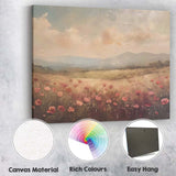 Soft Blush Poppy Meadow Dreamy Countryside Landscape Canvas Wall Art Print Decor Picture Ready to Hang