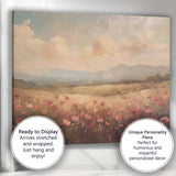 Soft Blush Poppy Meadow Dreamy Countryside Landscape Canvas Wall Art Print Decor Picture Ready to Hang