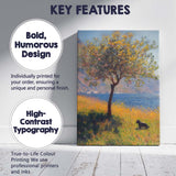 Golden Yellow Blossom Tree Lakeside Landscape With Black Dog Impressionist Canvas Wall Art Print Decor Picture Ready to Hang