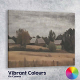 Minimalist Rural Farmland Landscape in Earthy Neutral Tones Canvas Wall Art Print Decor Picture Ready to Hang