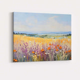 Pastel Wildflower Meadow and Golden Fields Impressionist Landscape Canvas Wall Art Print Decor Picture Ready to Hang