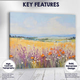 Pastel Wildflower Meadow and Golden Fields Impressionist Landscape Canvas Wall Art Print Decor Picture Ready to Hang