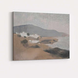 Muted Coastal Lake Mountain Minimalist Landscape Canvas Wall Art Print Decor Picture Ready to Hang