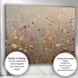 Delicate Wildflower Meadow Soft Neutral Botanical Painting Canvas Wall Art Print Decor Picture Ready to Hang