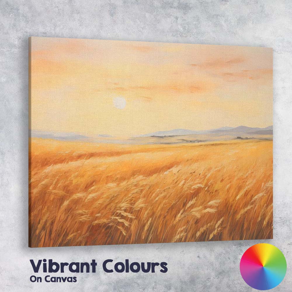 Golden Wheat Field Sunset Rural Landscape Canvas Wall Art Print Decor Picture Ready to Hang