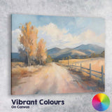 Sunlit Country Road Autumn Fields Impressionist Landscape Canvas Wall Art Print Decor Picture Ready to Hang