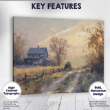 Golden Hour Farmhouse Country Lane Impressionist Landscape Canvas Wall Art Print Decor Picture Ready to Hang