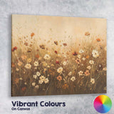 Warm Wildflower Meadow Botanical Field Floral Landscape Canvas Wall Art Print Decor Picture Ready to Hang