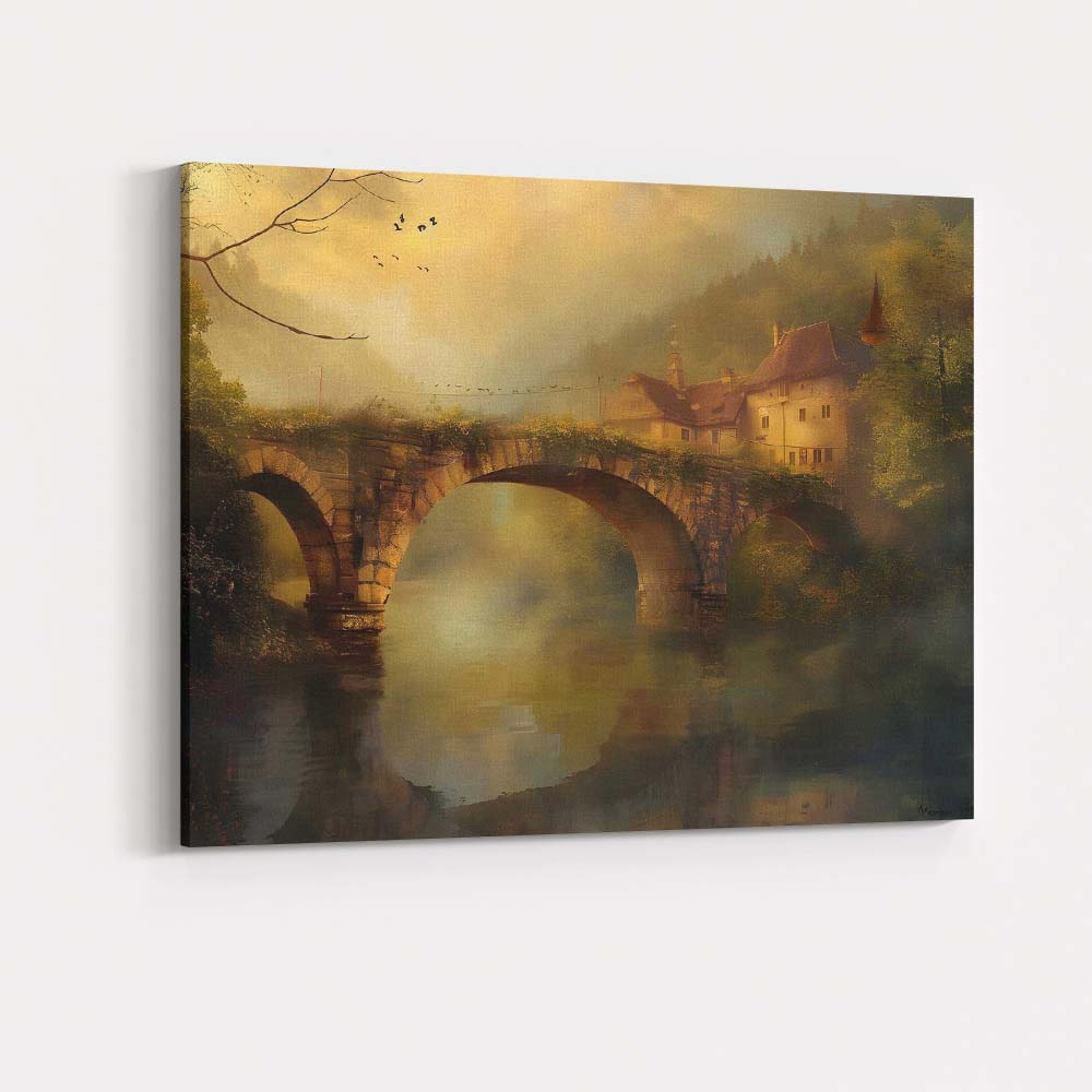 Abstract Moody Mountain Lake Landscape Impressionist Canvas Wall Art Print Decor Picture Ready to Hang