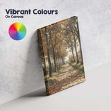 Tree Lined Woodland Path Autumn Forest Landscape Painting Canvas Wall Art Print Decor Picture Ready to Hang