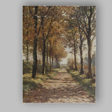 Tree Lined Woodland Path Autumn Forest Landscape Painting Canvas Wall Art Print Decor Picture Ready to Hang