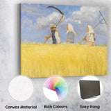 Traditional Harvest Workers Golden Wheat Field Impressionist Canvas Wall Art Print Decor Picture Ready to Hang