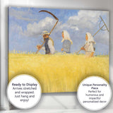 Traditional Harvest Workers Golden Wheat Field Impressionist Canvas Wall Art Print Decor Picture Ready to Hang