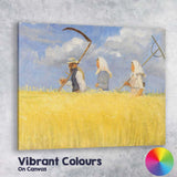 Traditional Harvest Workers Golden Wheat Field Impressionist Canvas Wall Art Print Decor Picture Ready to Hang
