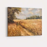 Golden Countryside Meadow Path Impressionist Landscape Painting Canvas Wall Art Print Decor Picture Ready to Hang