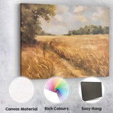 Golden Countryside Meadow Path Impressionist Landscape Painting Canvas Wall Art Print Decor Picture Ready to Hang