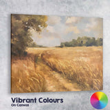Golden Countryside Meadow Path Impressionist Landscape Painting Canvas Wall Art Print Decor Picture Ready to Hang