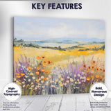 Colourful Wildflower Meadow Rolling Hills Impressionist Landscape Canvas Wall Art Print Decor Picture Ready to Hang