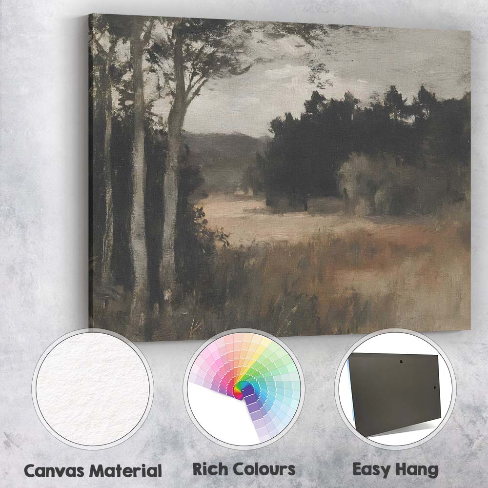 Moody Woodland Forest Clearing Landscape Impressionist Canvas Wall Art Print Decor Picture Ready to Hang