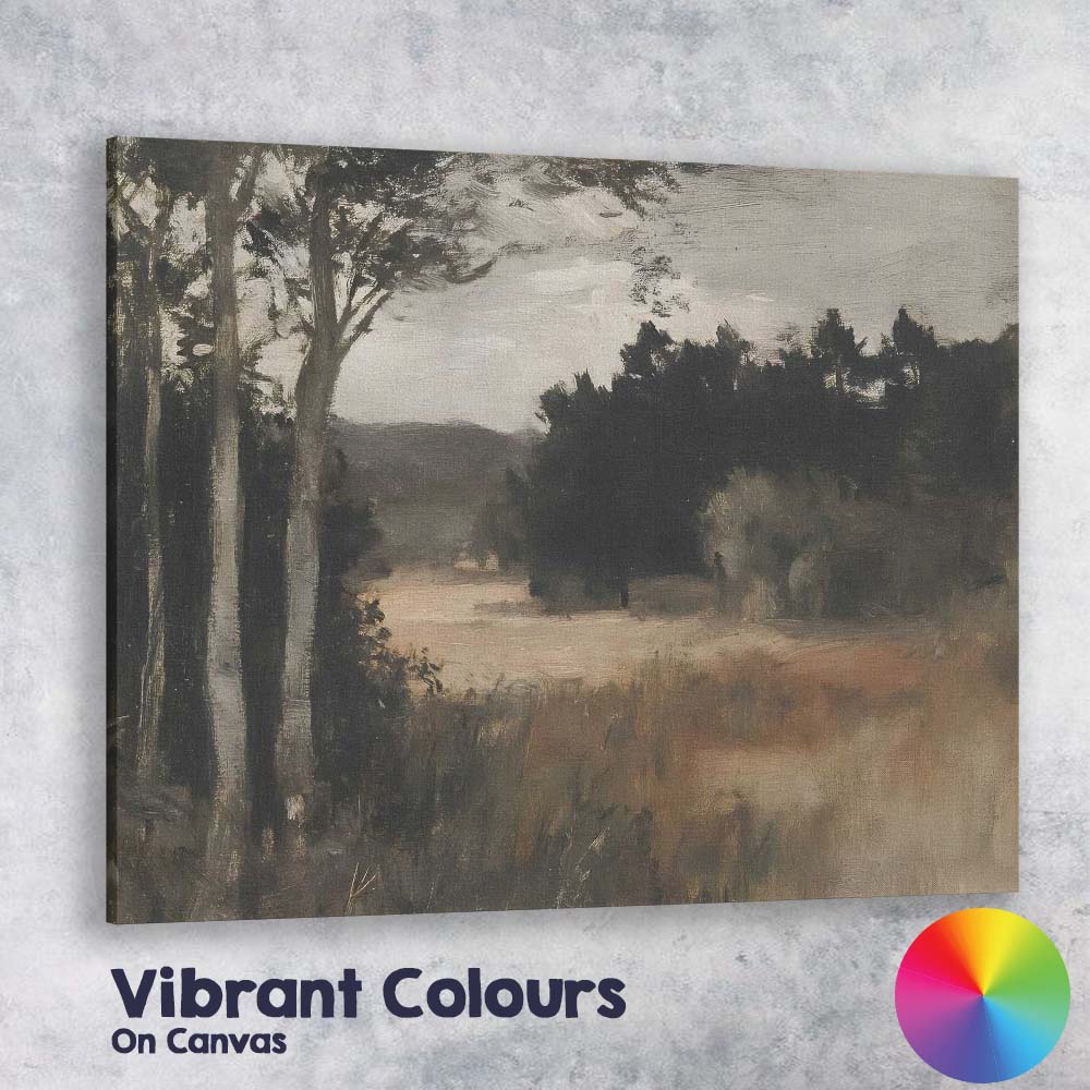 Moody Woodland Forest Clearing Landscape Impressionist Canvas Wall Art Print Decor Picture Ready to Hang