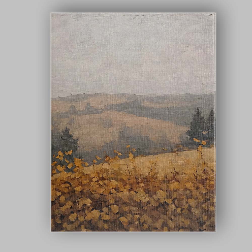 Golden Autumn Meadow Rolling Hills Landscape Impressionist Canvas Wall Art Print Decor Picture Ready to Hang