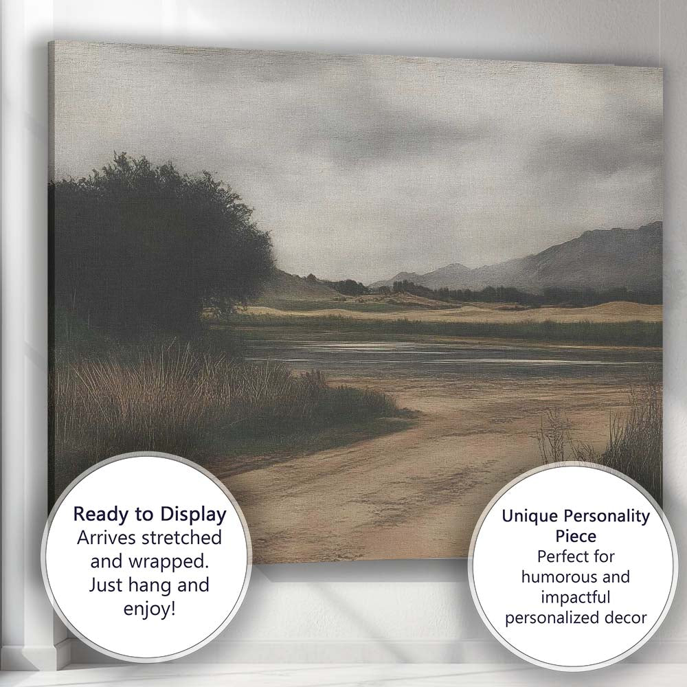 Peaceful Marsh Wetland Mountain Landscape Canvas Wall Art Print Decor Picture Ready to Hang
