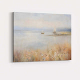 Soft Pastel Coastal Sailboats Misty Seascape Painting Canvas Wall Art Print Decor Picture Ready to Hang