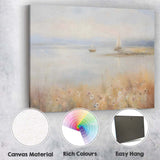 Soft Pastel Coastal Sailboats Misty Seascape Painting Canvas Wall Art Print Decor Picture Ready to Hang