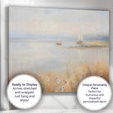 Soft Pastel Coastal Sailboats Misty Seascape Painting Canvas Wall Art Print Decor Picture Ready to Hang