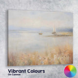 Soft Pastel Coastal Sailboats Misty Seascape Painting Canvas Wall Art Print Decor Picture Ready to Hang
