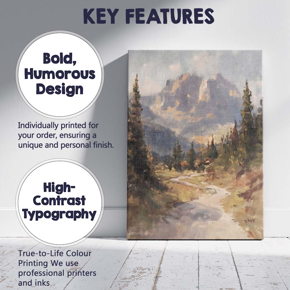 Misty Mountain Forest Valley Scenic Landscape Painting Canvas Wall Art Print Decor Picture Ready to Hang