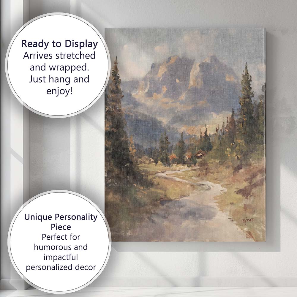 Misty Mountain Forest Valley Scenic Landscape Painting Canvas Wall Art Print Decor Picture Ready to Hang