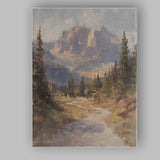 Misty Mountain Forest Valley Scenic Landscape Painting Canvas Wall Art Print Decor Picture Ready to Hang