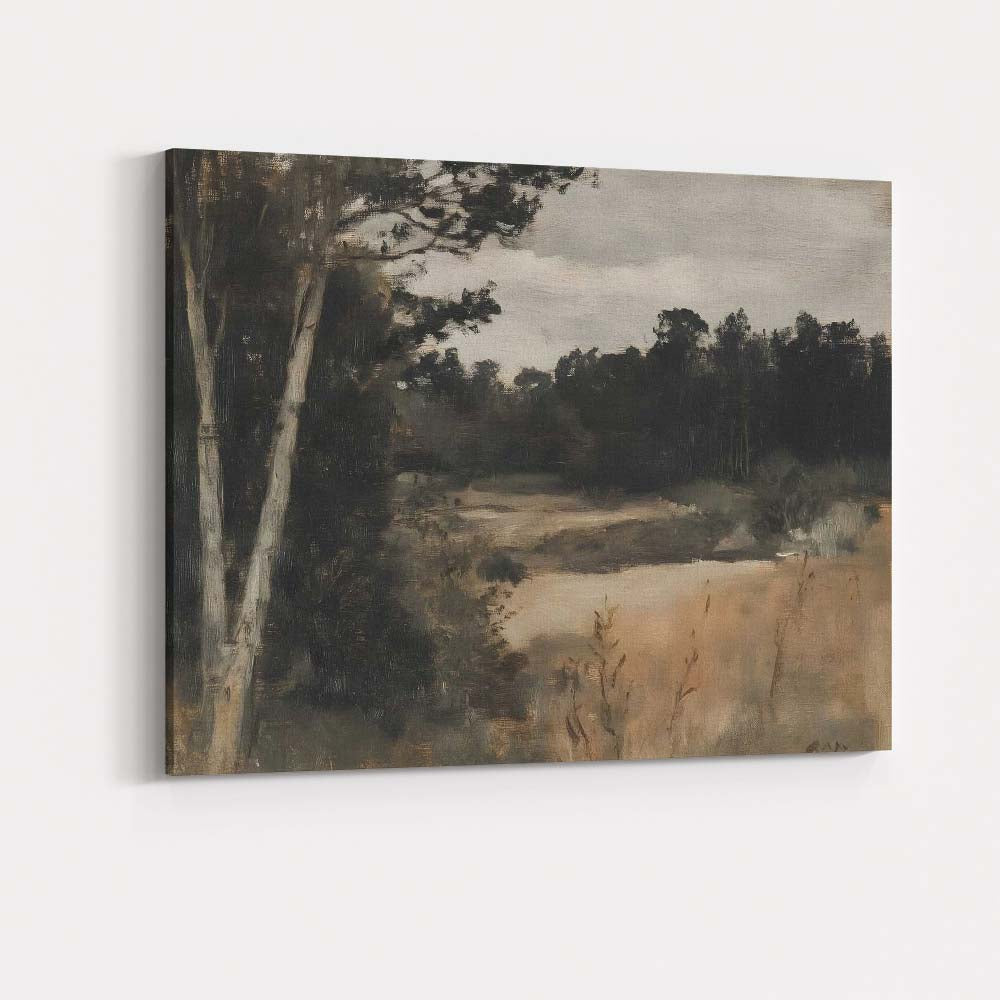Monochrome Woodland Meadow Rustic Landscape Canvas Wall Art Print Decor Picture Ready to Hang