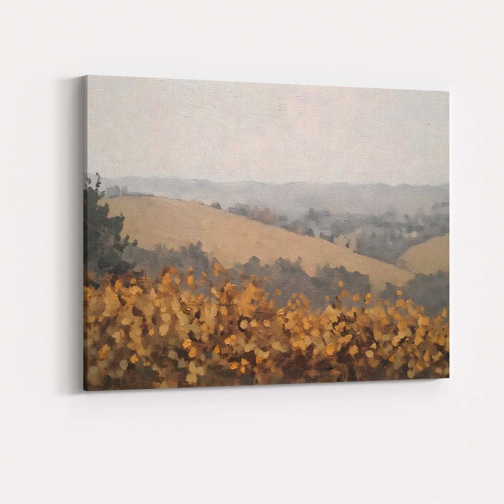 Soft Autumn Hillside Woodland Landscape Impressionist Painting Canvas Wall Art Print Decor Picture Ready to Hang