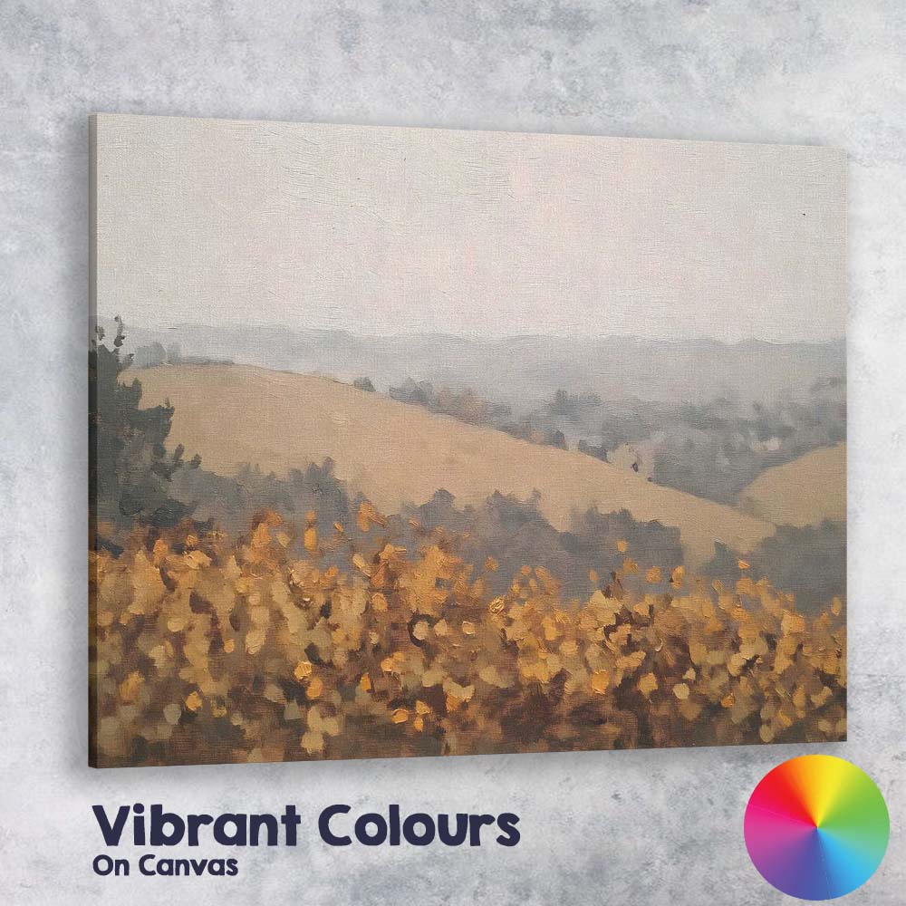 Soft Autumn Hillside Woodland Landscape Impressionist Painting Canvas Wall Art Print Decor Picture Ready to Hang
