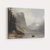 Majestic Mountain Lake Canoe Misty Wilderness Landscape Canvas Wall Art Print Decor Picture Ready to Hang