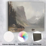 Majestic Mountain Lake Canoe Misty Wilderness Landscape Canvas Wall Art Print Decor Picture Ready to Hang