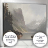 Majestic Mountain Lake Canoe Misty Wilderness Landscape Canvas Wall Art Print Decor Picture Ready to Hang