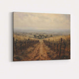 Misty Vineyard Track Rural Countryside Landscape Painting Canvas Wall Art Print Decor Picture Ready to Hang